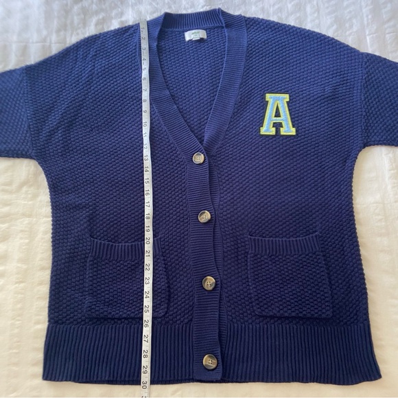 Aerie Oversized Varsity Cardigan in Navy Blue - Picture 16 of 16